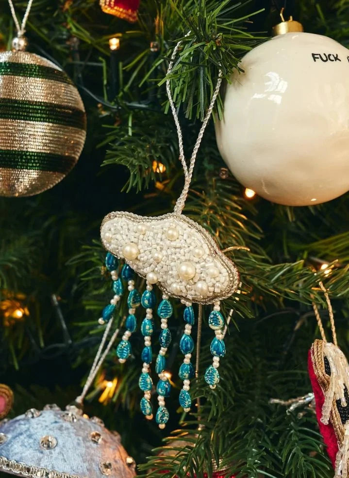 Anna + Nina - Perlen Luft Weihnachtsdekoration | Weiß
