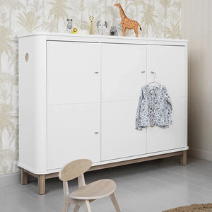 Oliver Furniture - 3-türige Eiche-Kommode mit mehreren Fächern | Weiß