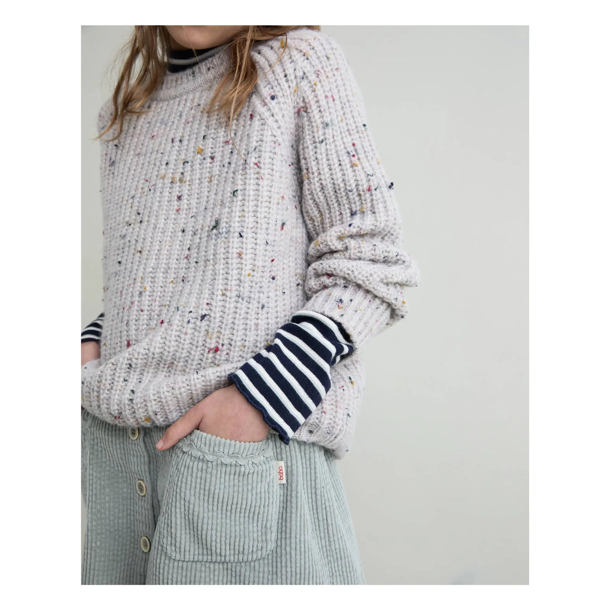 Búho - Botonato Chiné Pullover | Grau