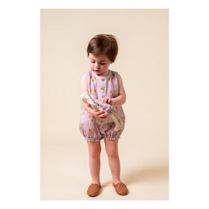 birinit - Gestreifter Bio-Baumwoll-Cinca-Strampler | Mauve