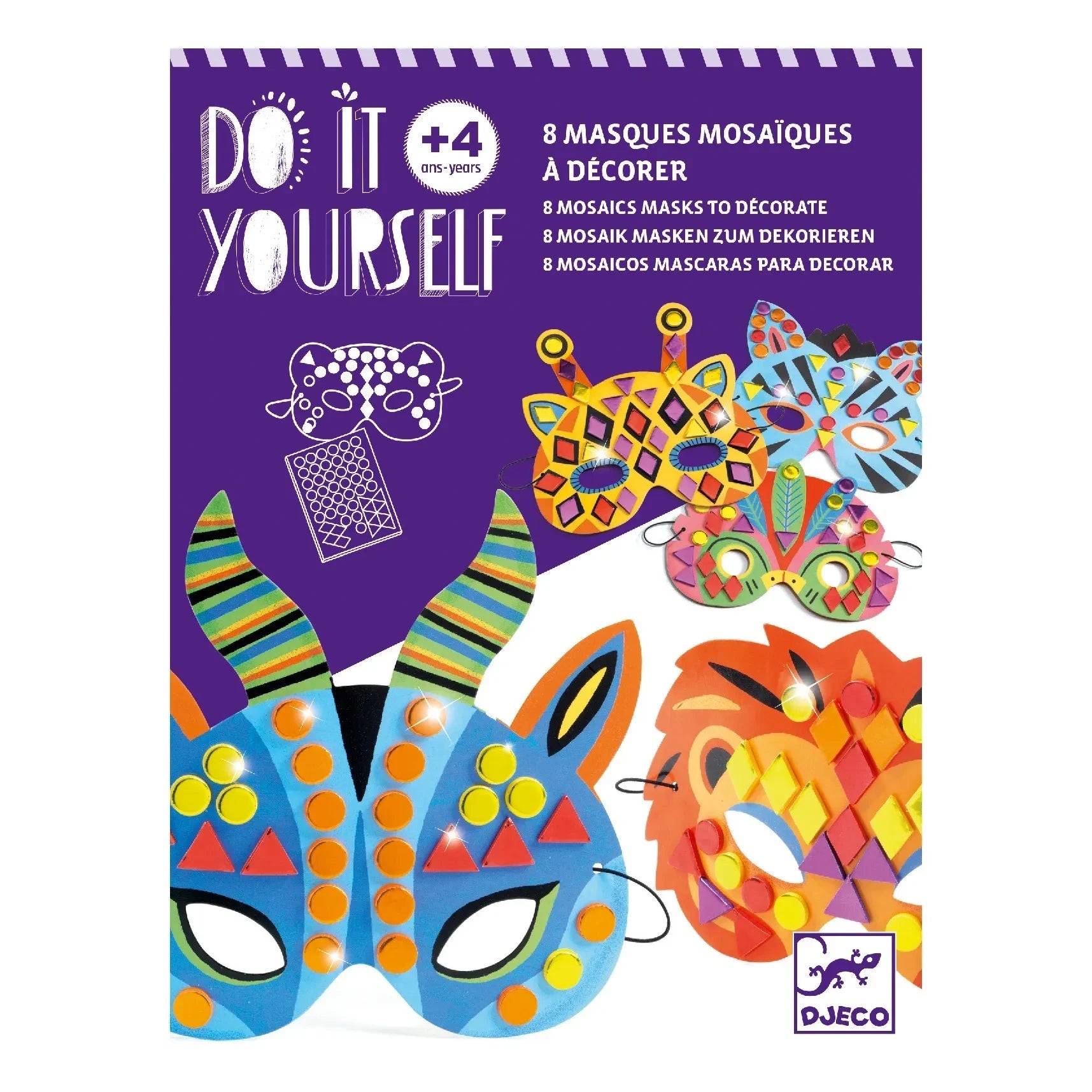 Djeco - Dekoratif Orman Hayvanı Mozaik Maskeleri - 8'li Set