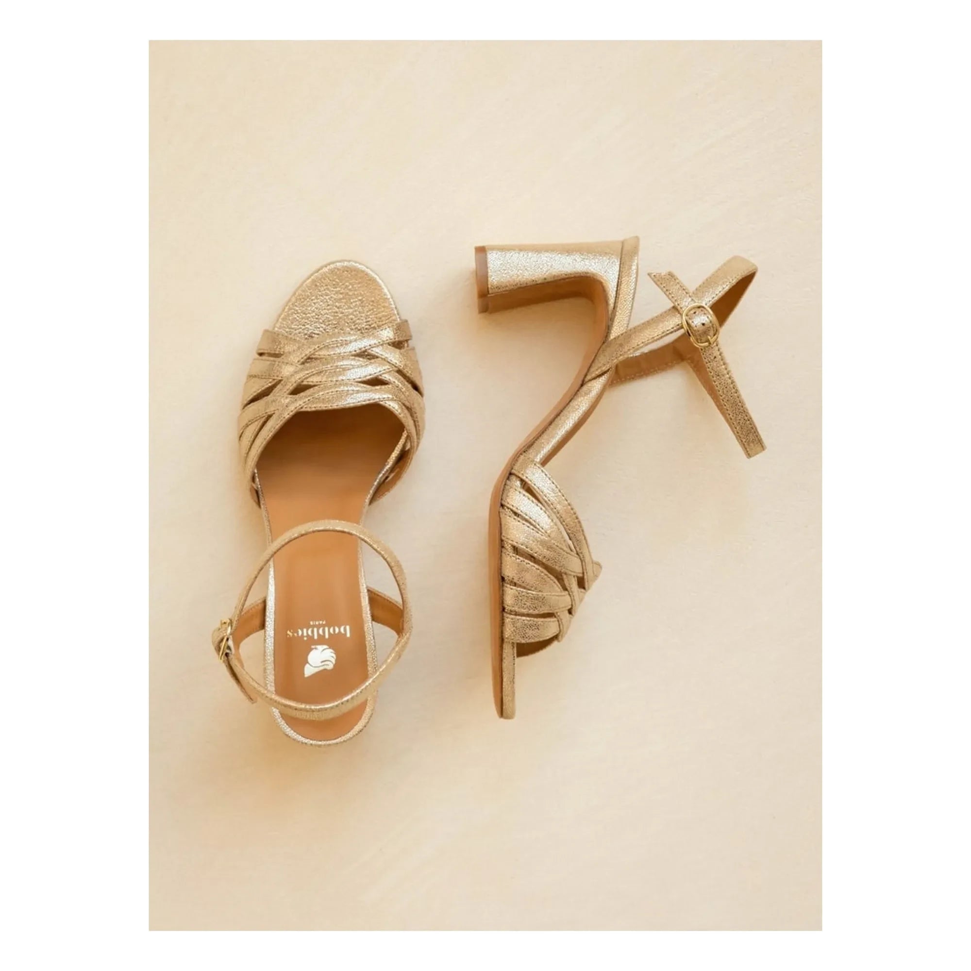 Bobbies - Loren Sandale Lamé-Leder | Champagner