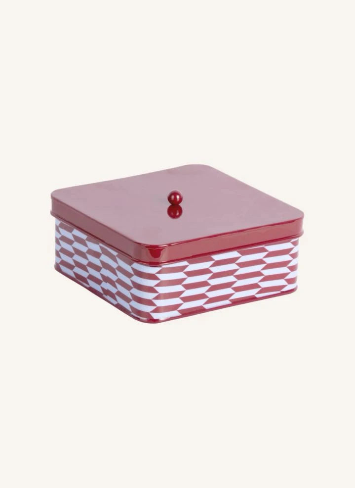 Present Time - Salerno-Muster Metal Aufbewahrungsbox | Rot