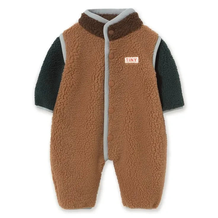 Tinycottons – Sherpa-Pilotenjacke mit Farbblock-Design | Braun