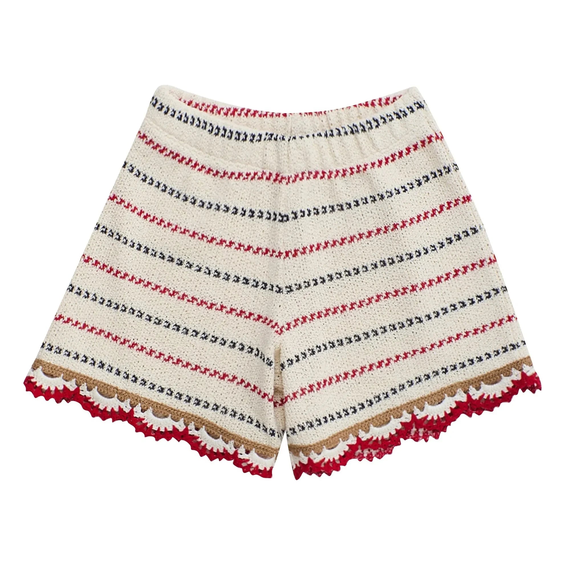 Maison Mangostan – Gestreifte Häkelshorts | Ecru