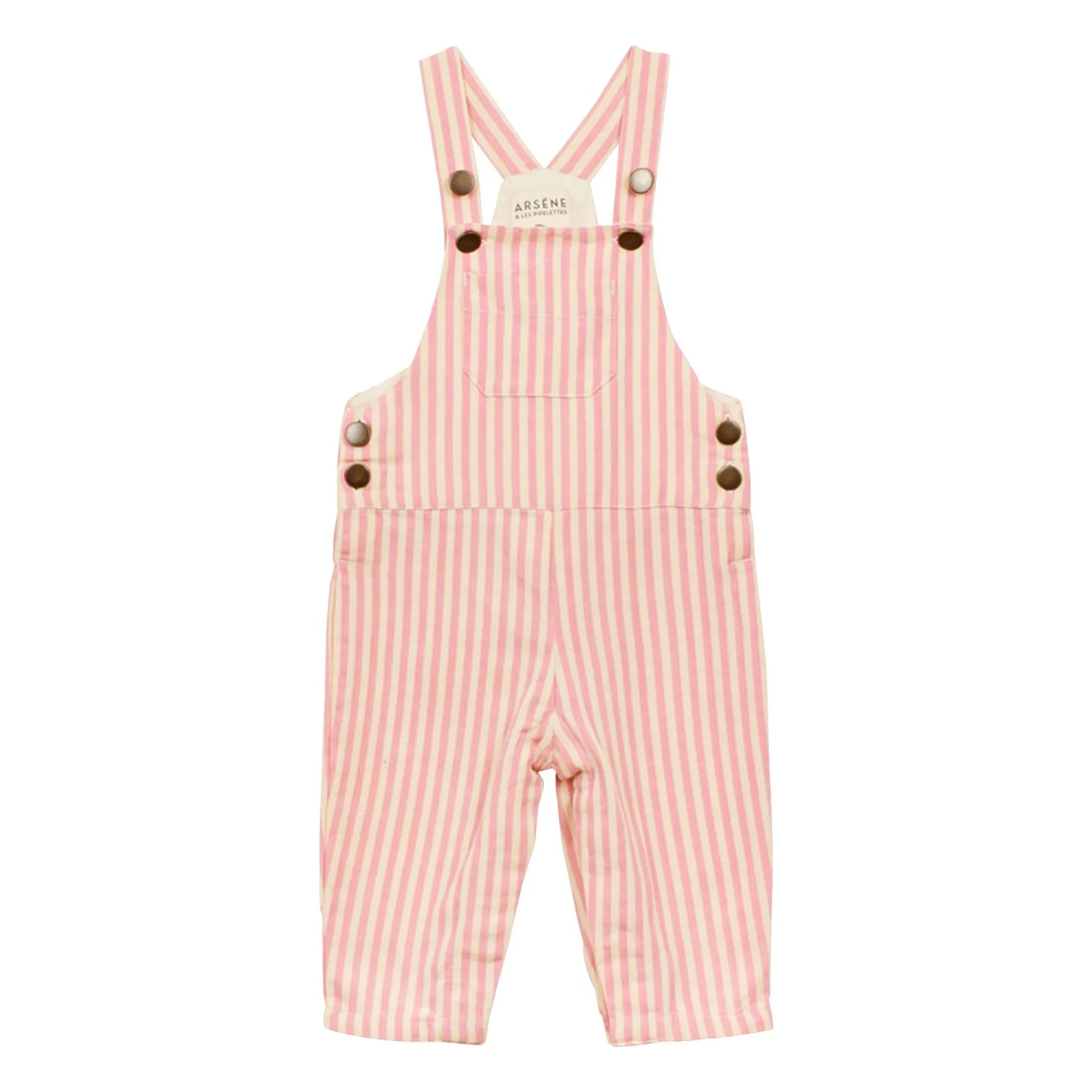 Arsène et Les Pipelettes - Gestreifter Denim-Overall | Rosa