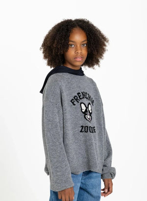 Finger in the nose - Sally Frenchie Merinos Wolle Pullover | Graumelange