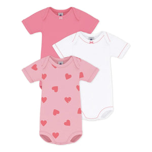 Petit Bateau – Body-Set mit 3 Herzen aus Bio-Baumwolle | Rosa