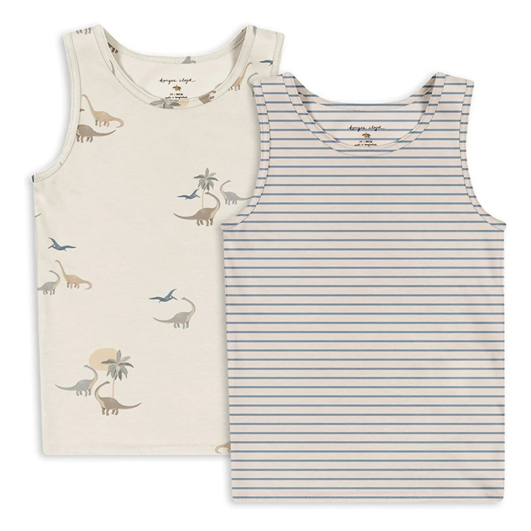 Konges Sløjd - Bio-Baumwolle Dinosaurier-Unterhemd 2er-Pack | Beige