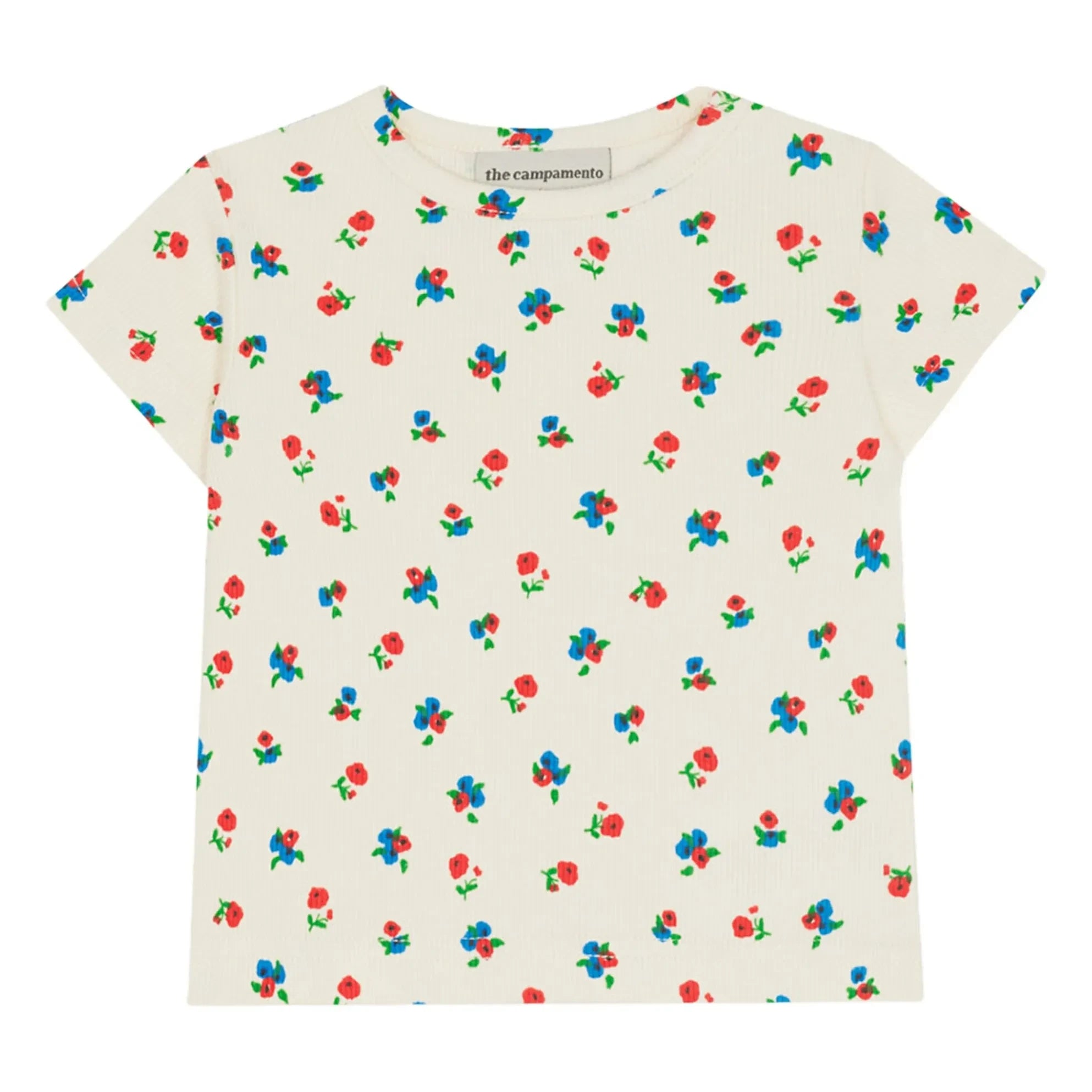 The Campamento - Blumenmuster Ripp-T-Shirt | Ecru