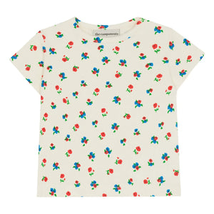 The Campamento - Blumenmuster Ripp-T-Shirt | Ecru