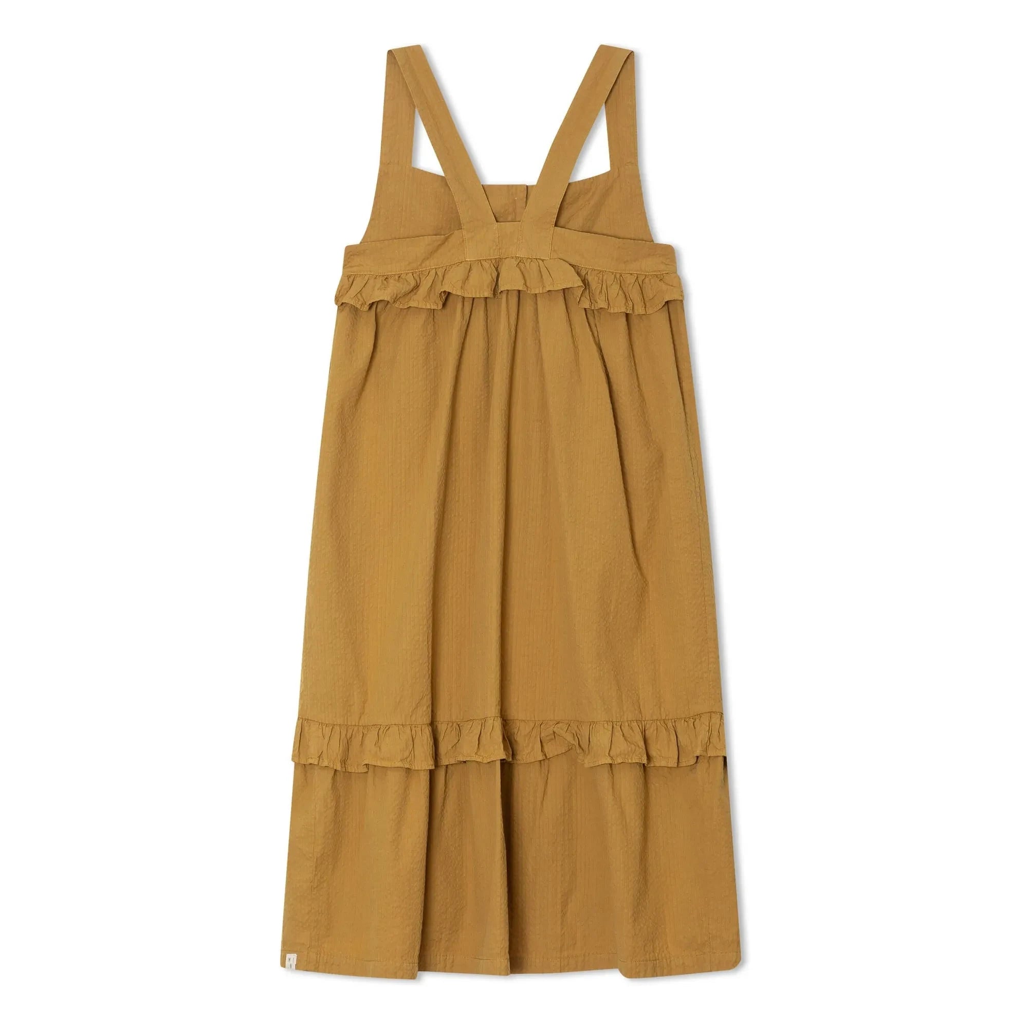 Matona – Midikleid mit Rüschen aus Bio-Baumwolle | Senf