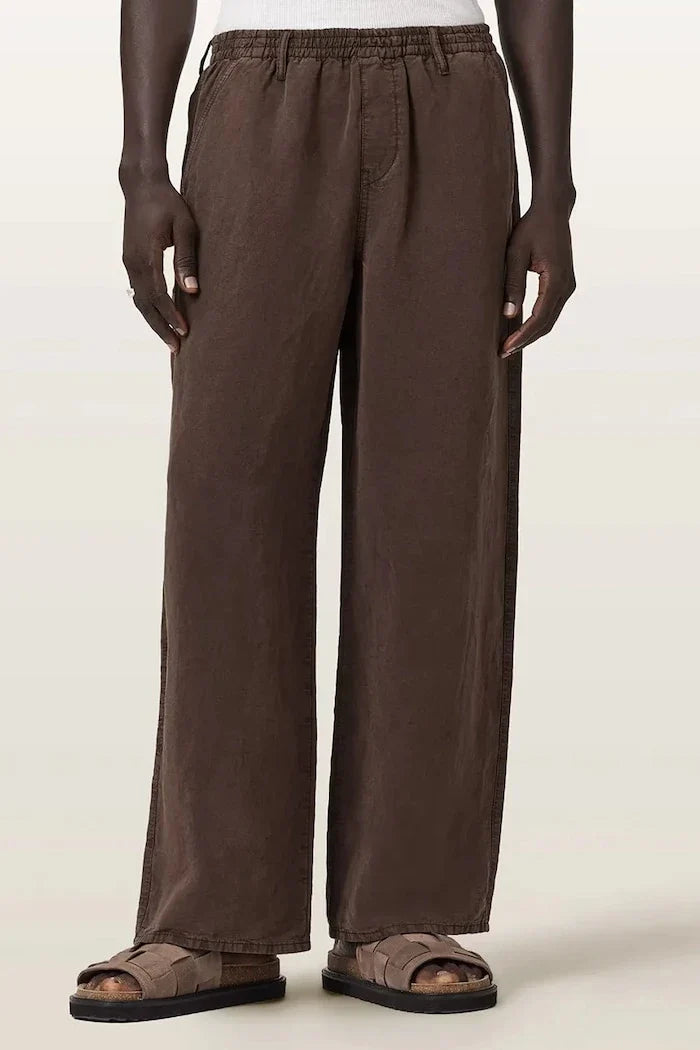 AllSaints erkek keten karışımlı pantolon KORTEN