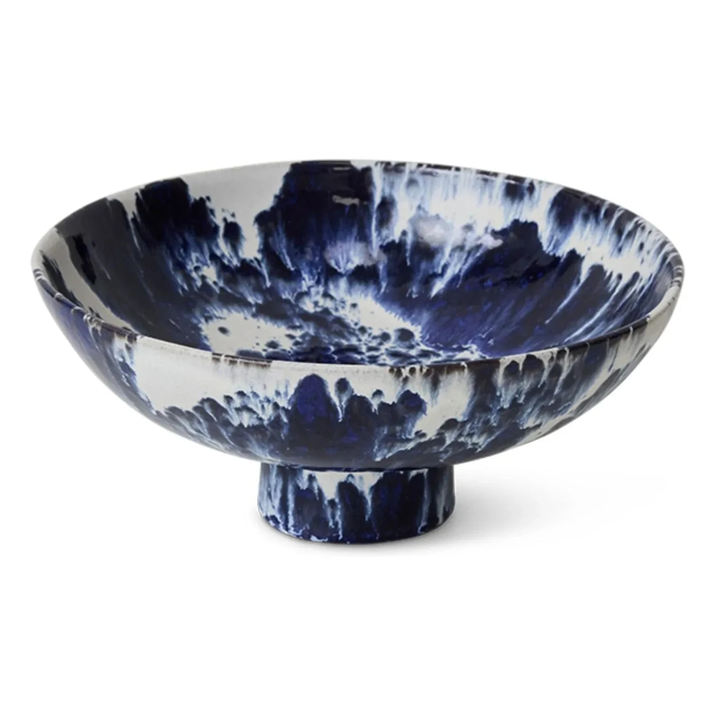 HKliving - Schale mit Steingut-Fuß | Indigo