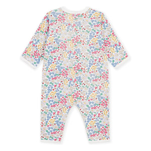 Petit Bateau - Ayaksız Organik Pamuk Çiçek Desenli Pijama | Beyaz