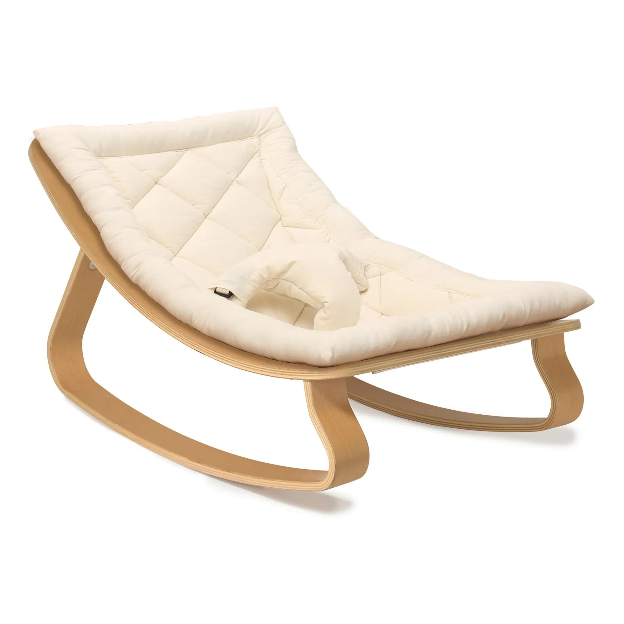 Charlie Crane - Levo Baby Wippe - Buche und Ecru Bio-Baumwollkissen | Ecru