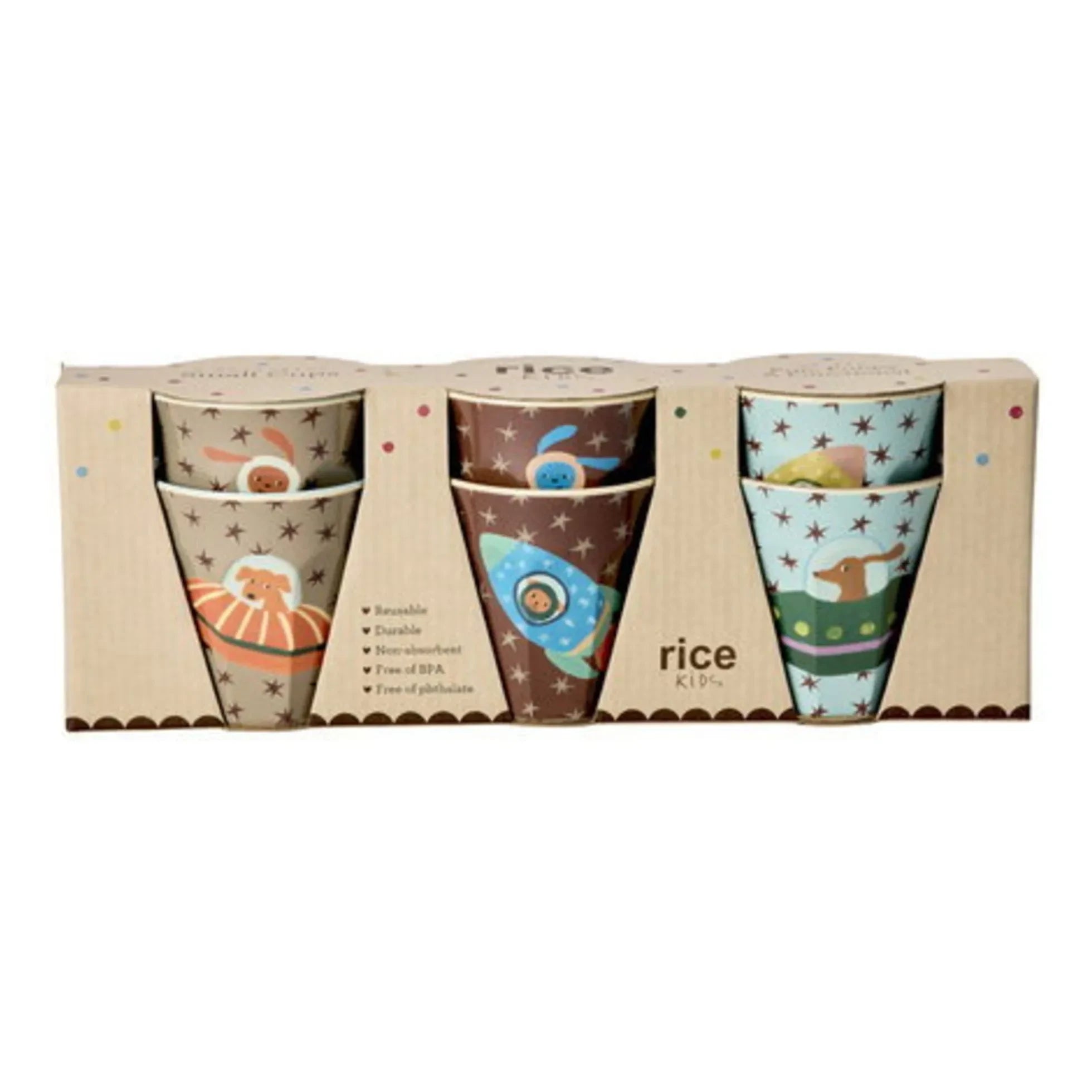 Rice - Space Dog Becher - 6er Set | Blau