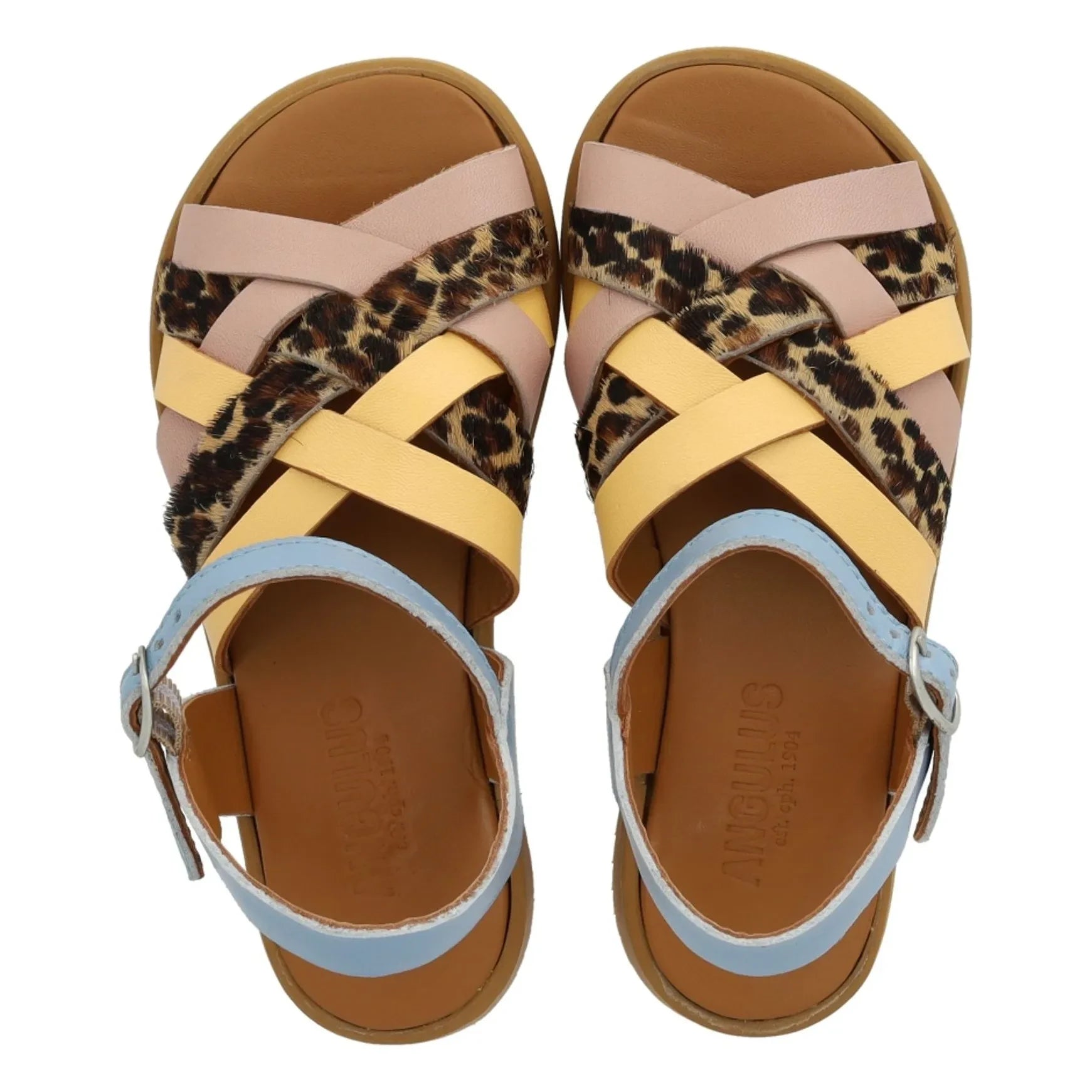 Angulus - Geflochtene Sandale mit Leopardenmuster | Hellblau