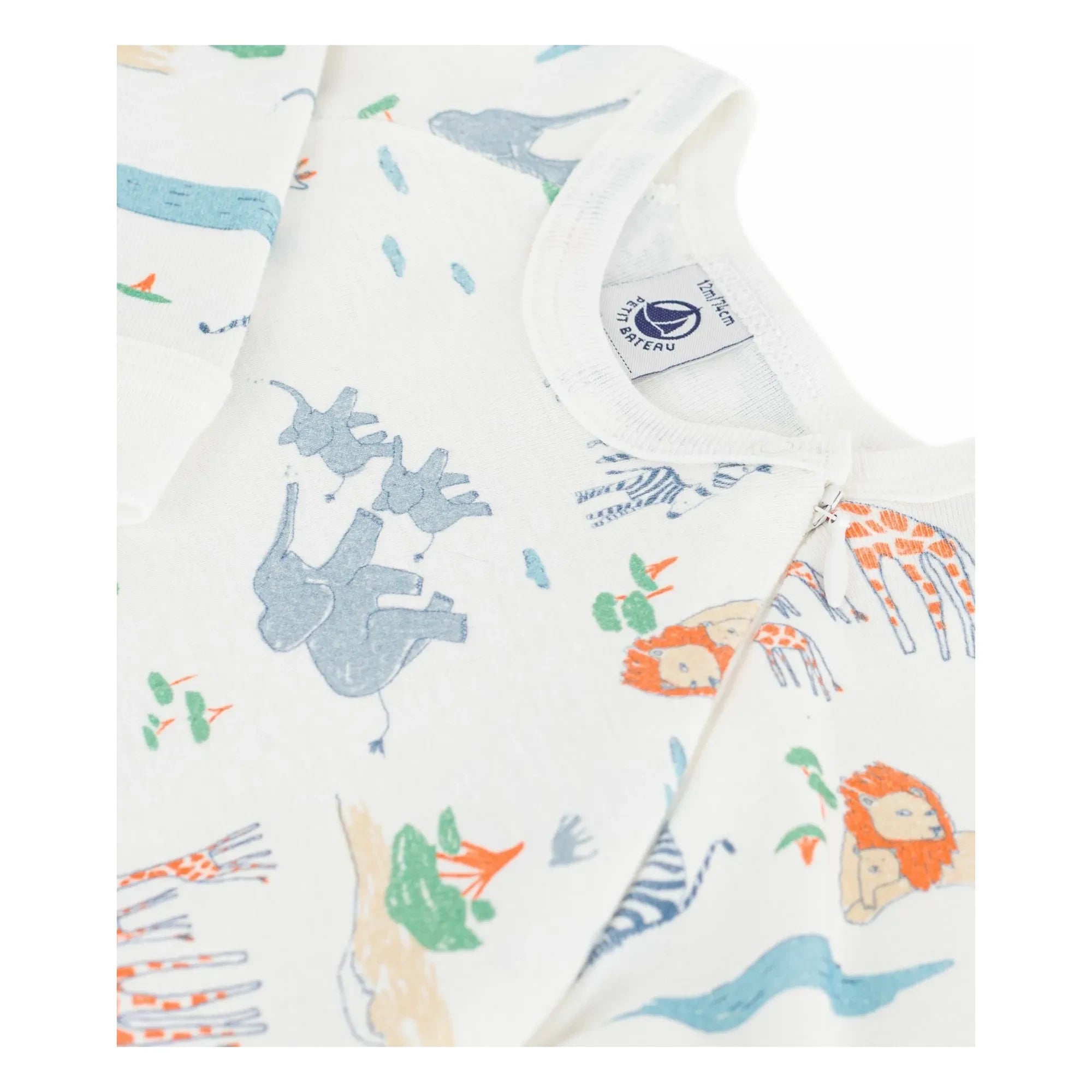 Petit Bateau - Dors Bien Zip Savane Pyjama | Weiß