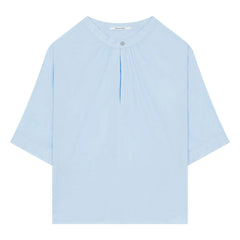 Pomandère - Kurzärmelige Bluse aus Baumwollpopeline | Hellblau