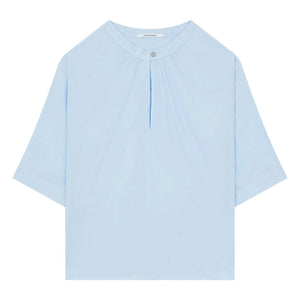 Pomandère - Kurzärmelige Bluse aus Baumwollpopeline | Hellblau