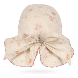 Konges Sløjd - Elin Blumenmuster Knotenmütze Bio-Baumwolle | Beige