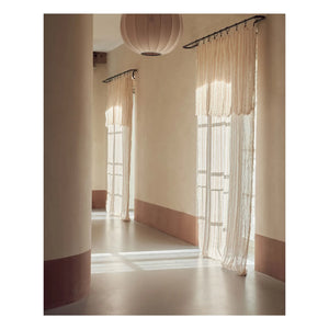 Ferienhaus - Bayadere Leinen-Gaze-Quasten-Vorhang | Terracotta
