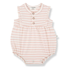 1+ in the family - Cinnia Gestreifter Strampler | Beige Rosa