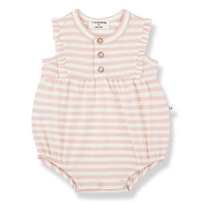 1+ in the family - Cinnia Gestreifter Strampler | Beige Rosa