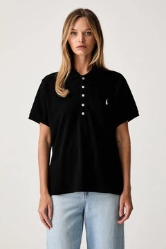 Polo Ralph Lauren yaka detaylı pamuklu kadın tişört