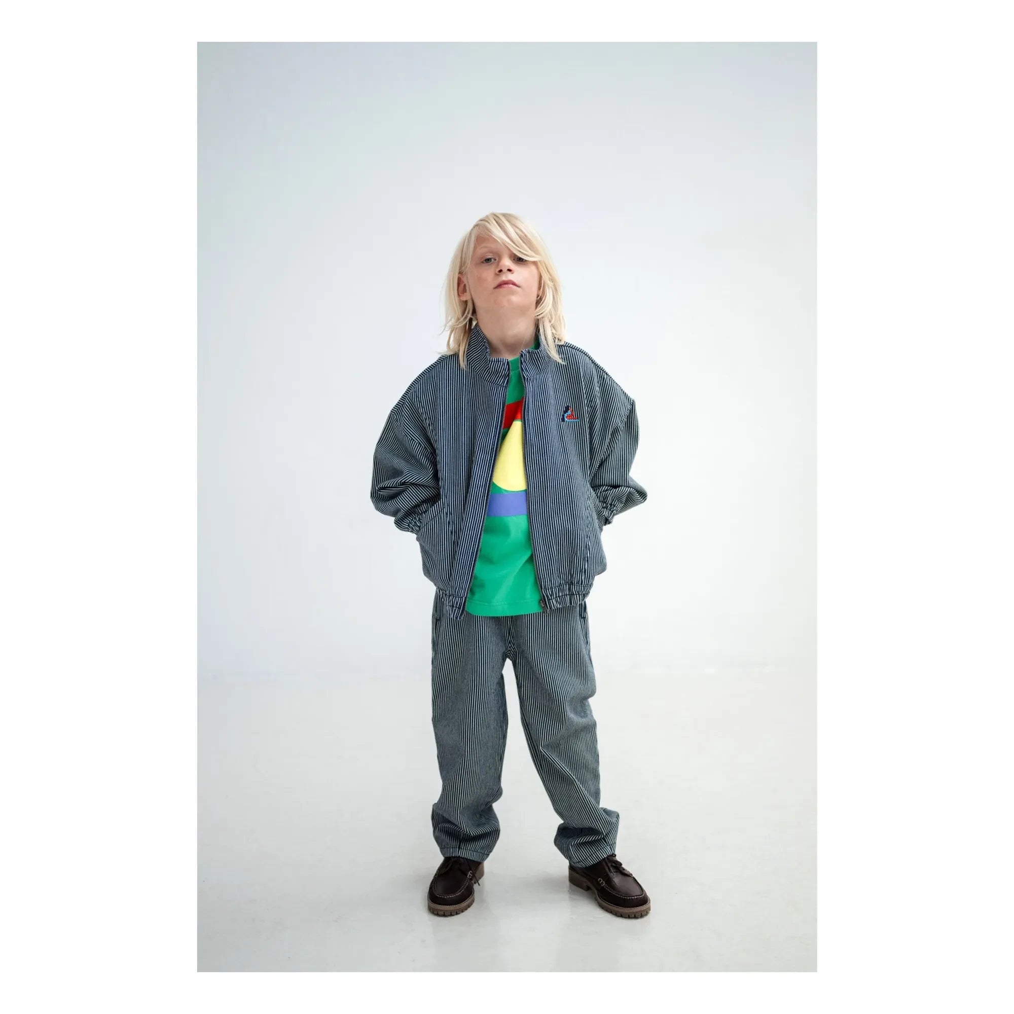 Repose AMS - Gestreifte Hose mit elastischem Bund aus Bio-Baumwolle | Blau