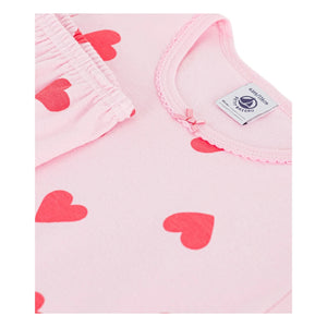 Petit Bateau - Capri-Pyjama mit Herzmuster | Rosa