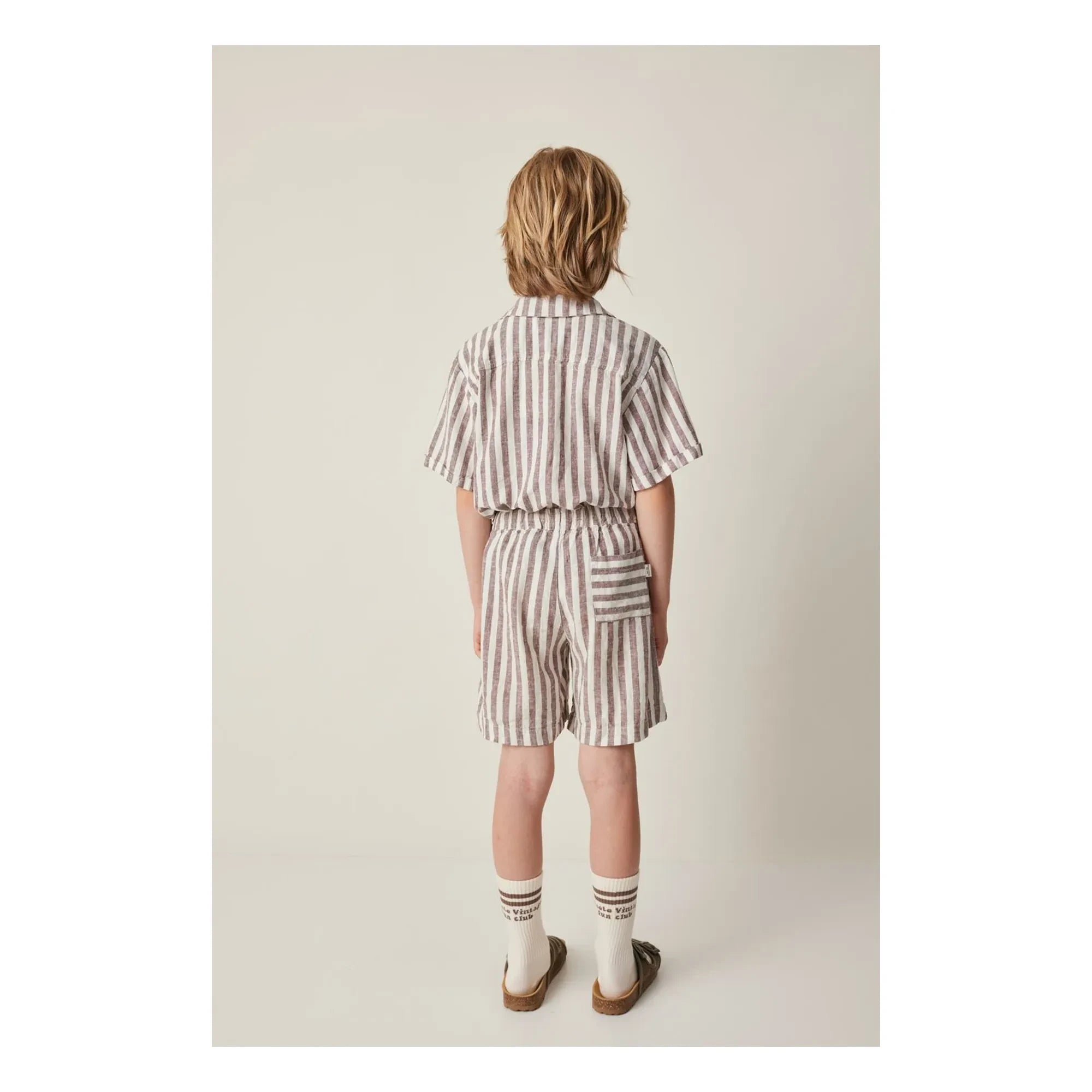 Tocoto Vintage - Leinen gestreiftes Hemd | Braun