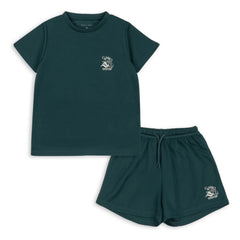 Konges Sløjd - Bolt Recycelte Faser T-Shirt und Shorts Set | Dunkelgrün