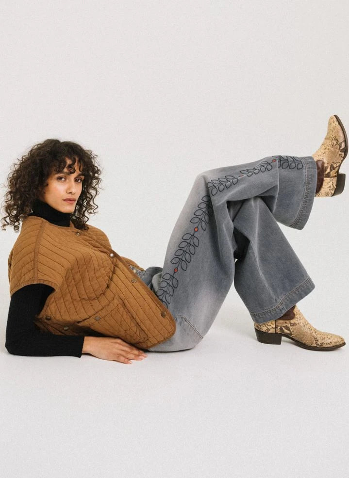 Tinsels - Edel Baumwollbestickte Jeans | Denim Grau