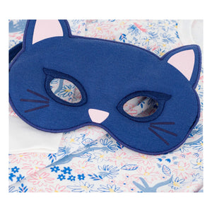 Petit Bateau – Schlafanzug aus Bio-Baumwolle mit Katzenmaske und Blumenmuster | Weiß