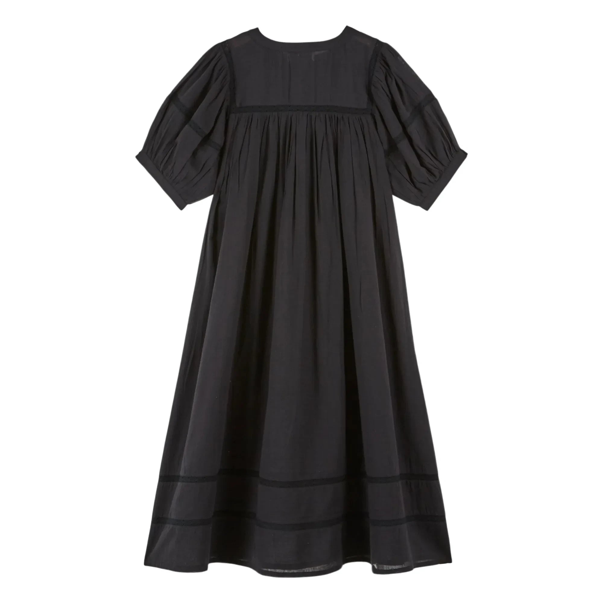 Emile et Ida - Baumwollgaze-Kleid mit Spitze | Schwarz