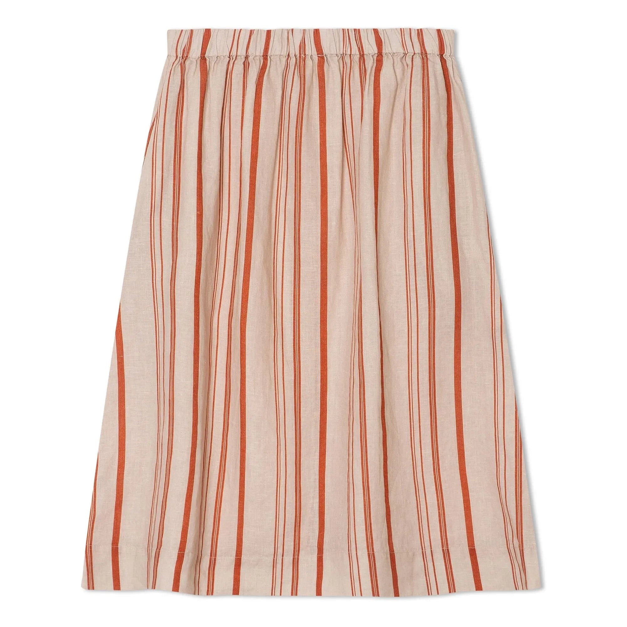 Matona - Gestreifter Leinen-Midi-Rock | Off-White