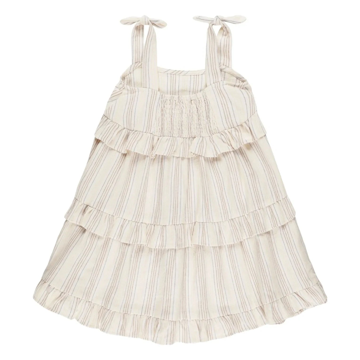 Rylee + Cru - Gestreiftes Volantkleid | Gebrochenes Weiß