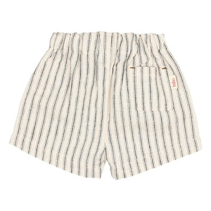 Búho - Gestreifte Leinenshorts | Ecru