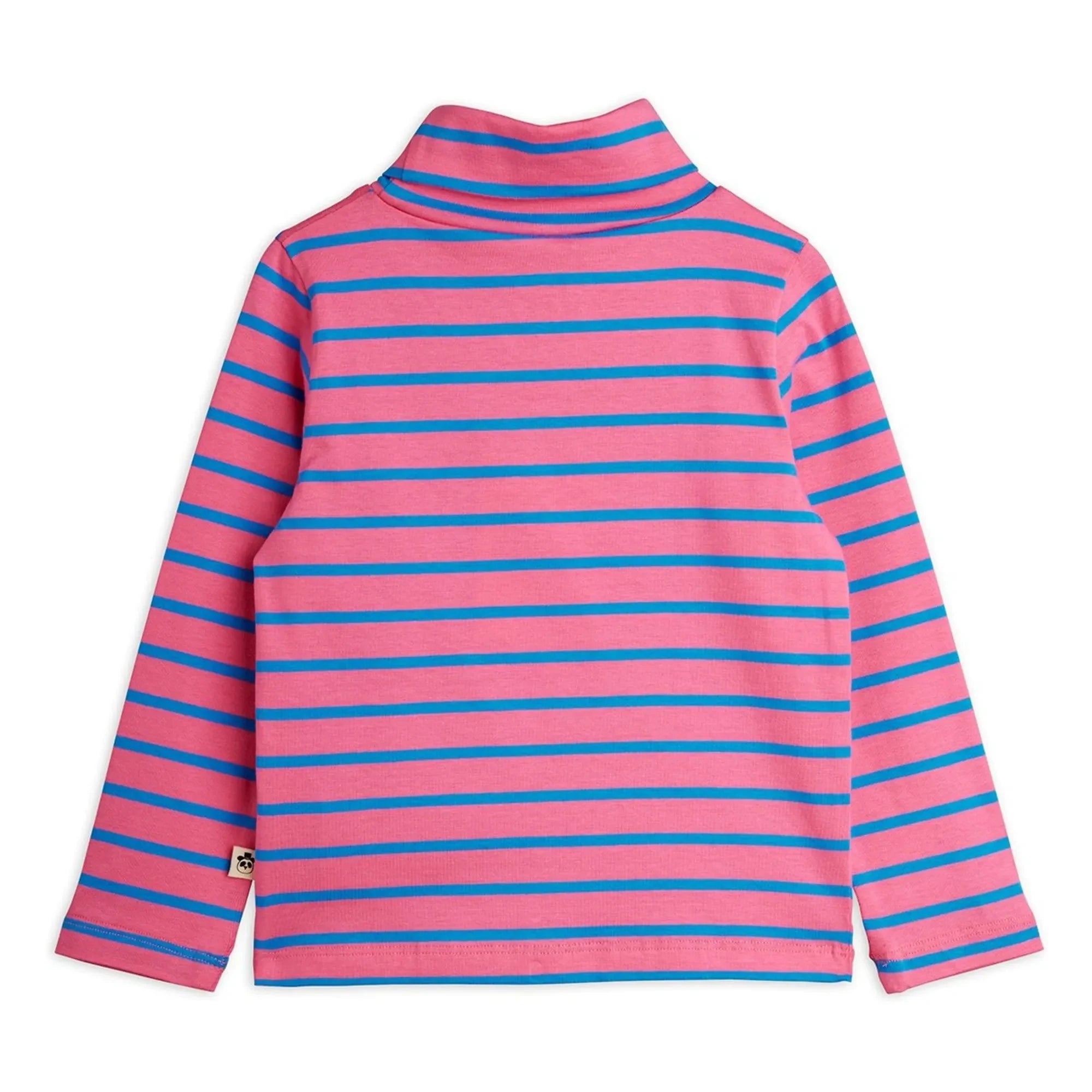 Mini Rodini - Gestreifter Rollkragenpullover aus Bio-Baumwolle | Rosa