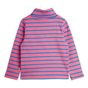 Mini Rodini - Gestreifter Rollkragenpullover aus Bio-Baumwolle | Rosa