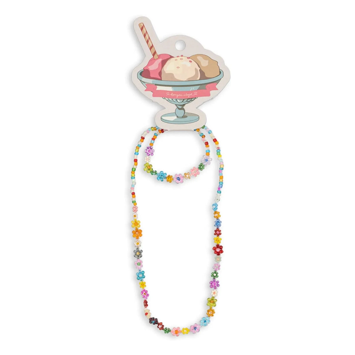 Konges Sløjd - Rosa Blumen Halskette und Armband Set