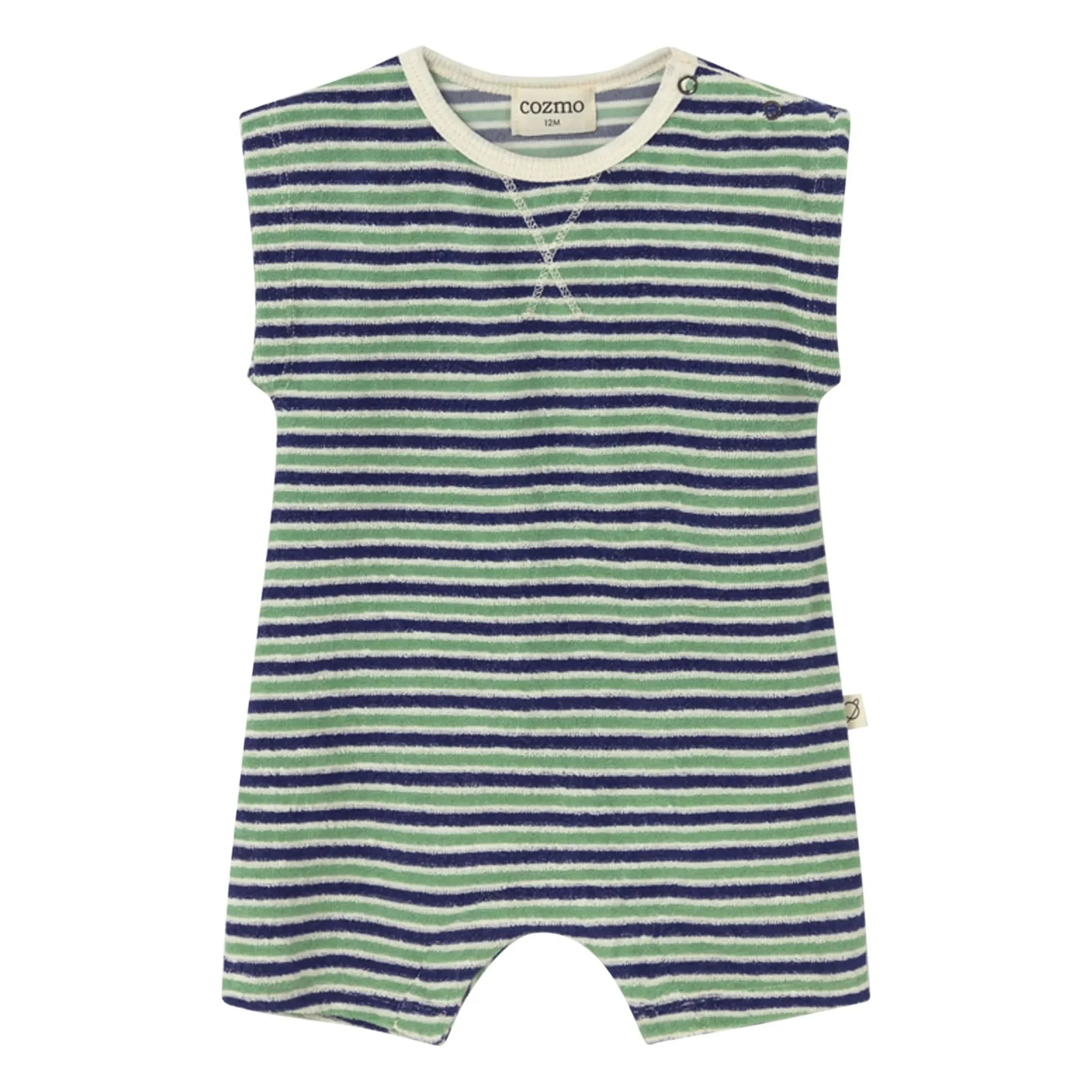 Cozmo – Gestreifter Frottee-Strampler Corey | Marineblau