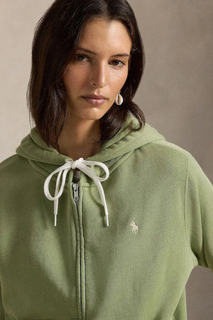 Polo Ralph Lauren fermuarlı kapüşonlu kadın sweatshirt pamuklu