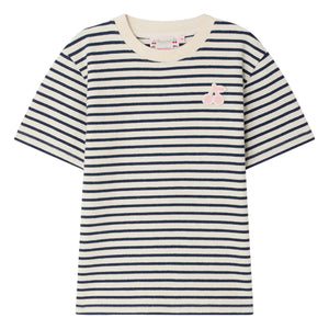 Bonpoint - Gestreiftes Lila T-Shirt | Ecru