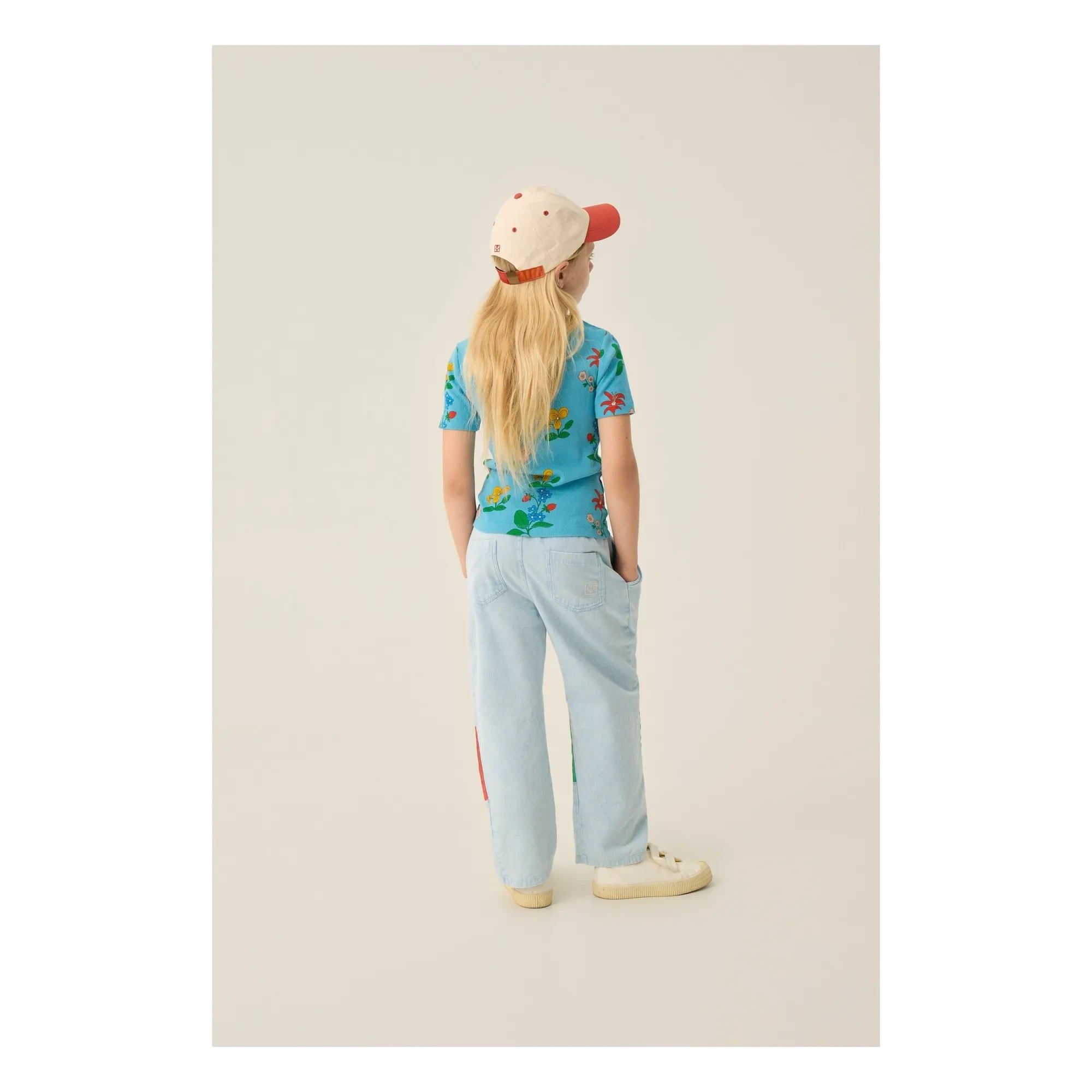 The Campamento - Geripptes T-Shirt Blumen | Azurblau