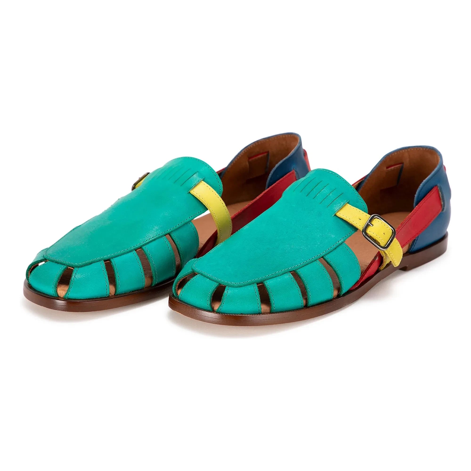 Bobo Choses - Leder-Sandalen mit Farbblock | Grün