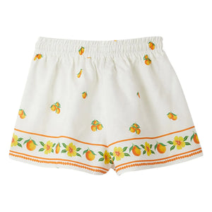 Fabula - Shorts mit orangen Schnürsenkeln | Weiß