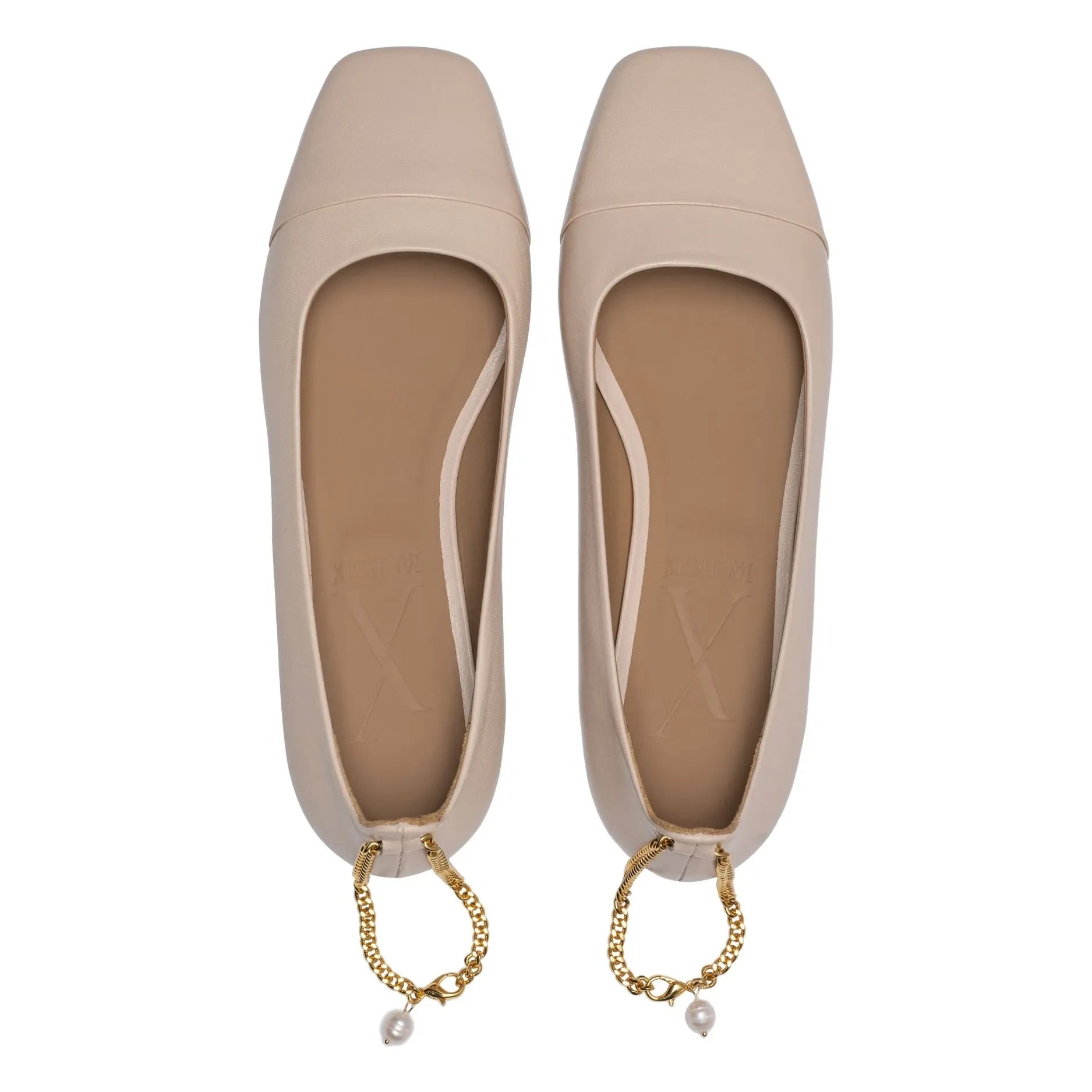 Lachoix - Nude Leder-Ballerinas